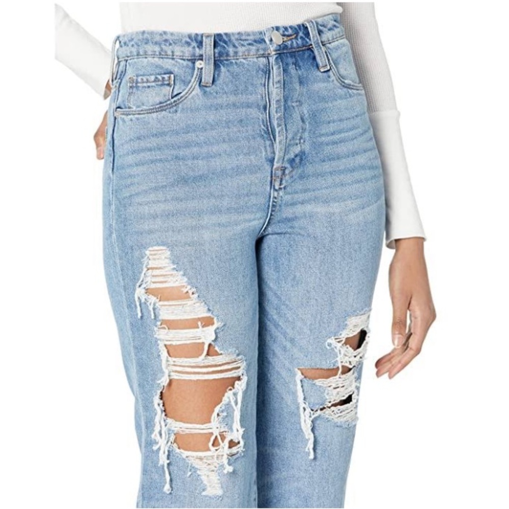 NWT Blank NYC Baxter Rib Cage Straight Leg Distressed Blue Jeans Woman’s 29 - Picture 2 of 8